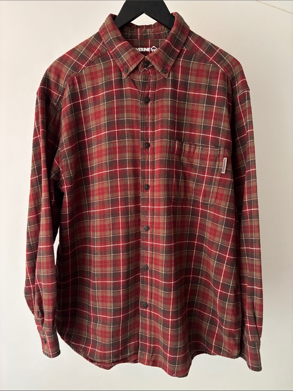 Wolverine Men’s XL Red Brown Plaid Button Down Shirt Heritage